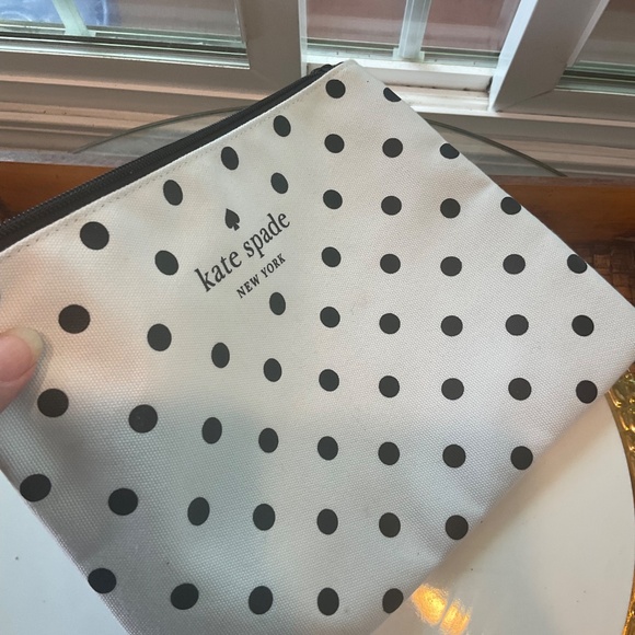 Kate Spade New York Black & White Polka Dot Canvas Make-Up Bag - Picture 5 of 5